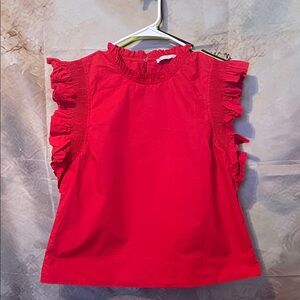 English Factory Red Ruffle Sleeve Blouse